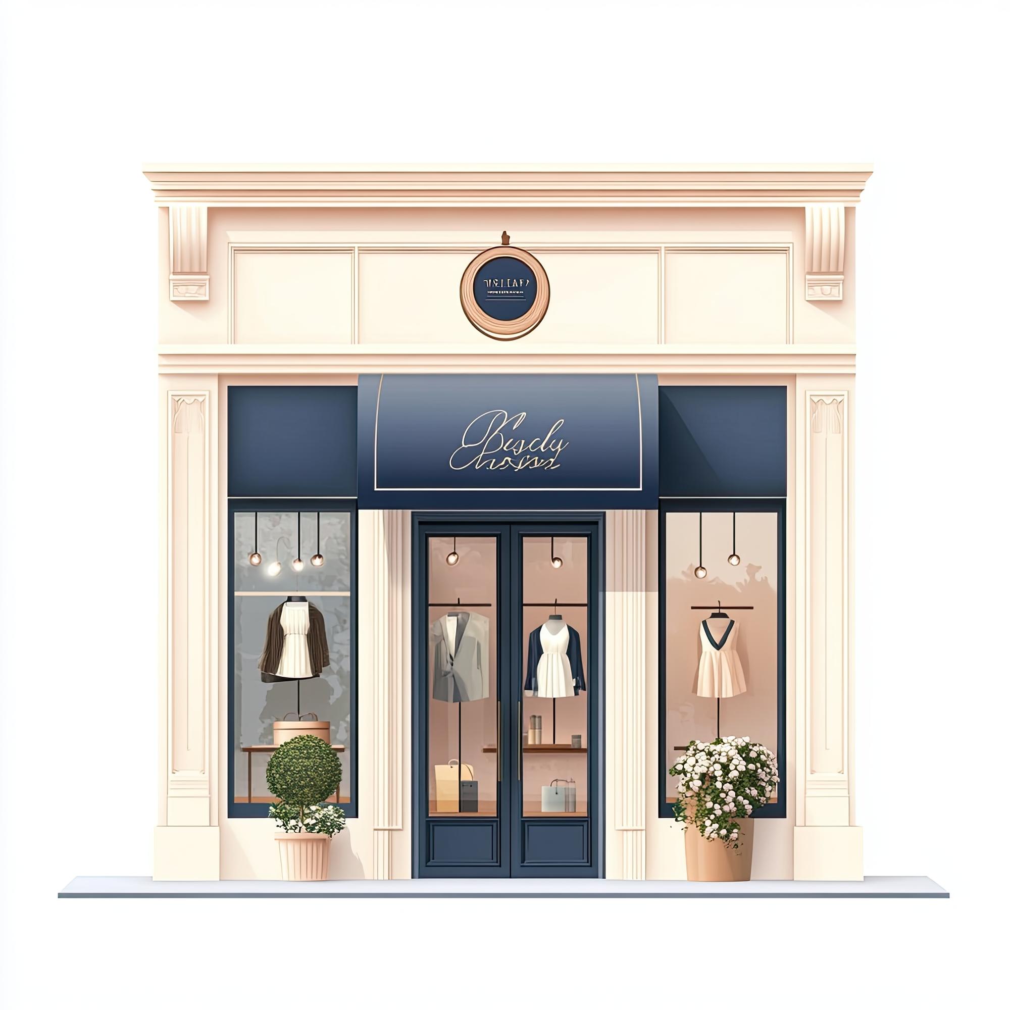 atelier storefront and embroidery display